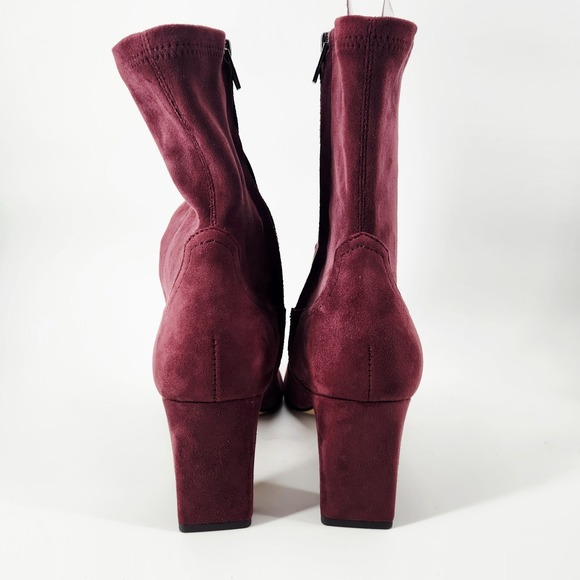 Dolce Vita Roan Booties Burgundy Suede Block Heel Square Toe Women's Size 10 - Picture 3 of 7